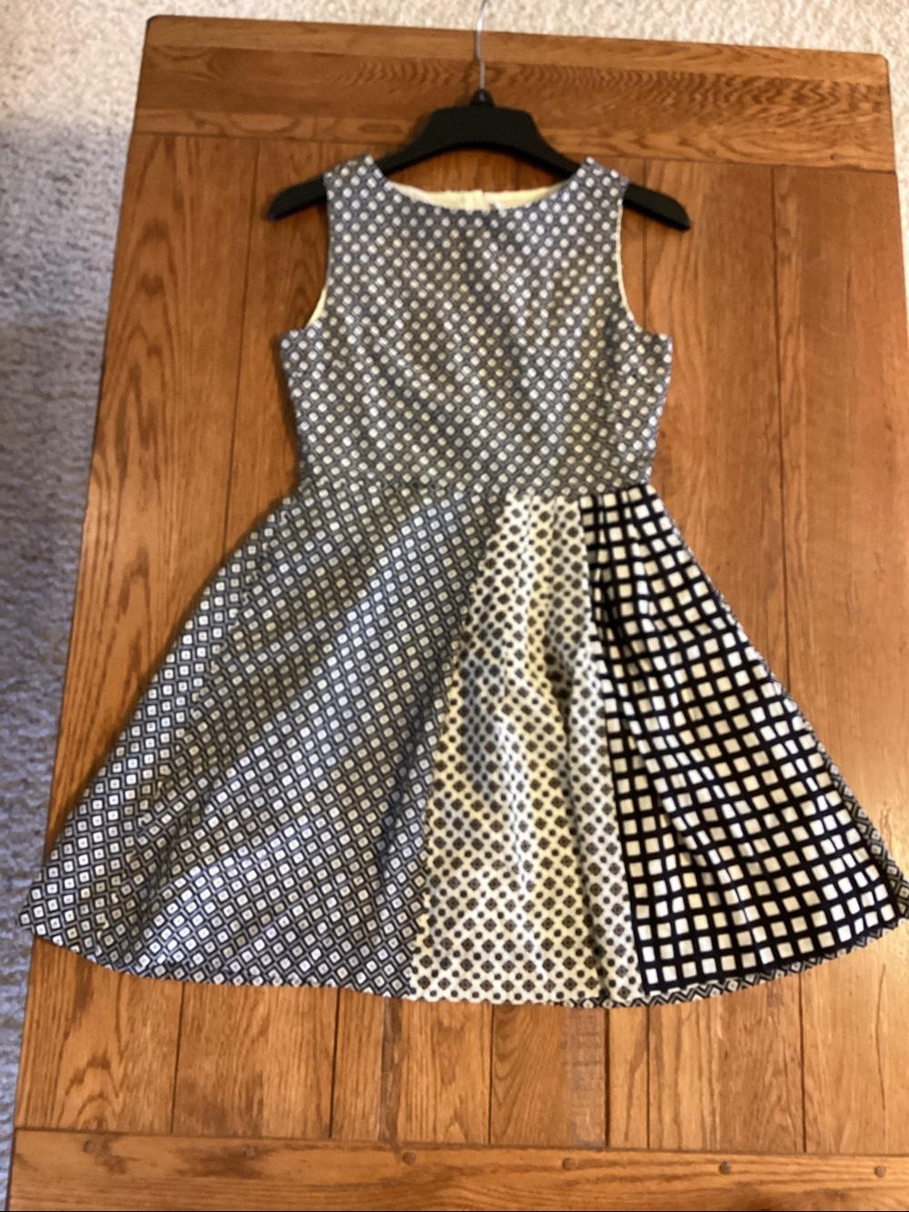 Crewcuts by J. Crew Kids Girls Size 14 Sleeveless silk geometric fit/flare Dress